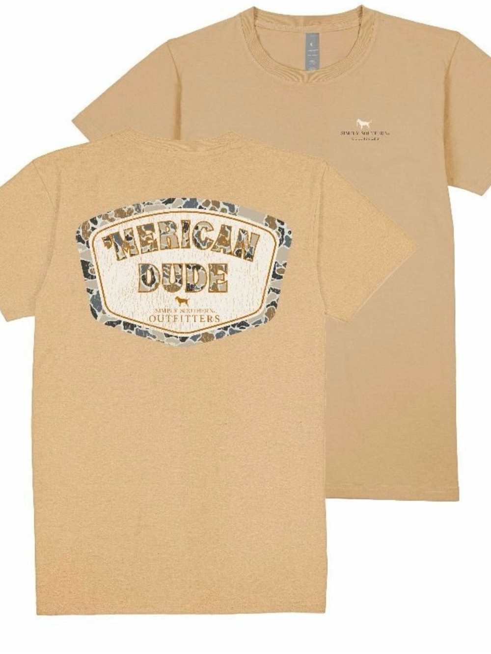 Simply Southern Men's Tan 'American Dude' Graphic Tee